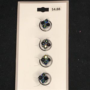 4pc Blue Green Flower Style Hair Pins